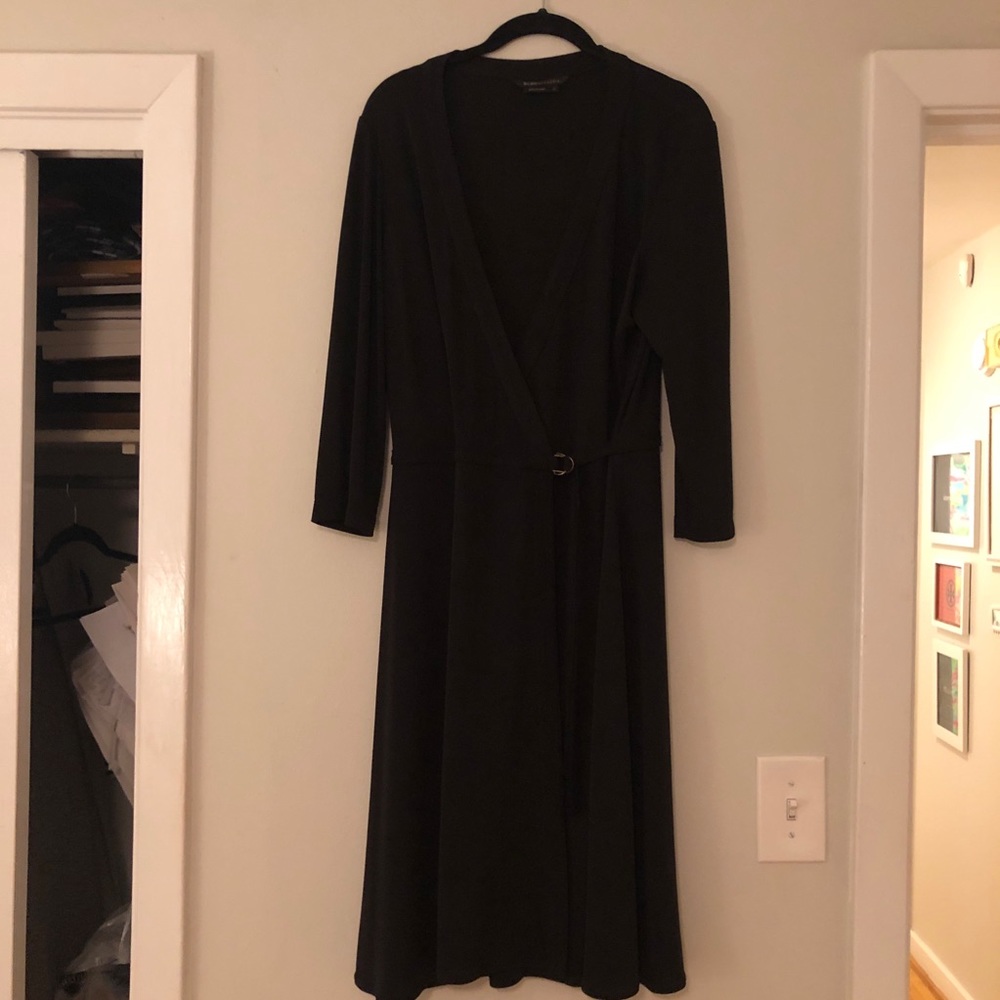 EUC black jersey BCBG wrap dress